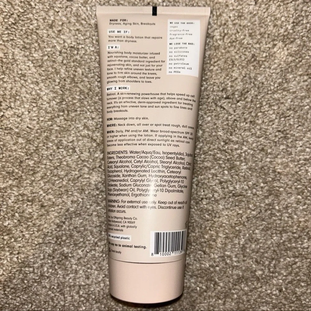 Versed Press Restart Gentle Retinol Body‎ Lotion Squalane Cocoa Butter 6 oz, NWT